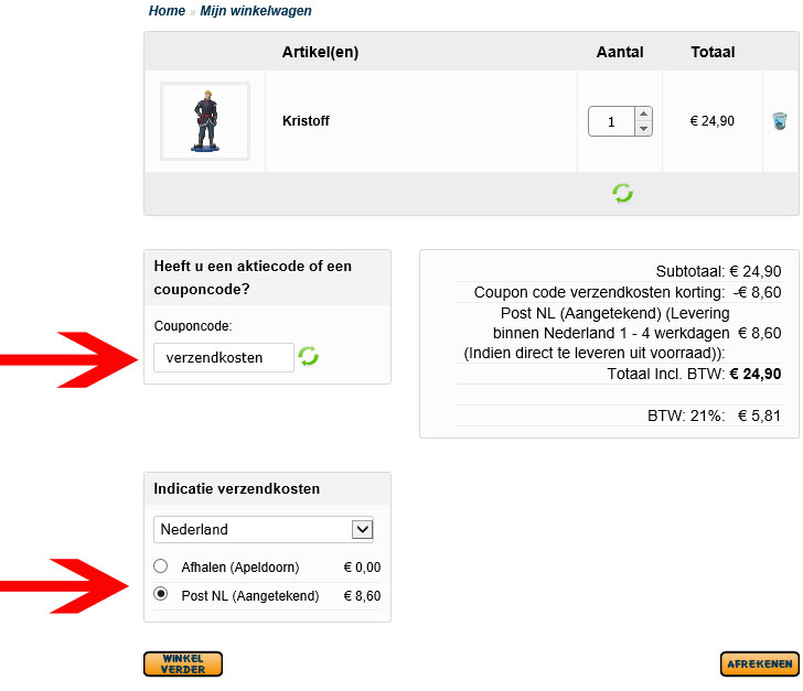 Geen verzendkosten bij een bestelling vanaf 55 euro!
