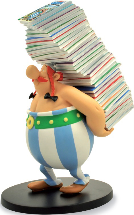 Obelix met stapel boeken