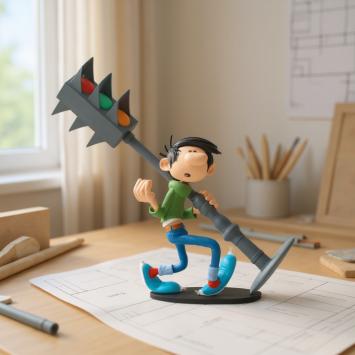 Guust Flater met stoplicht