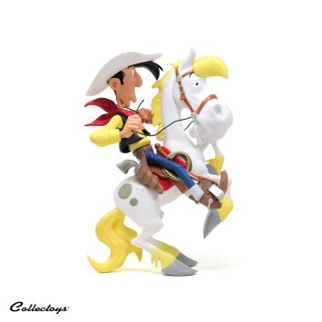 Lucky Luke op een steigerende Jolly Jumper