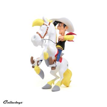 Lucky Luke op een steigerende Jolly Jumper