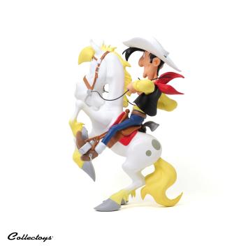 Lucky Luke op een steigerende Jolly Jumper