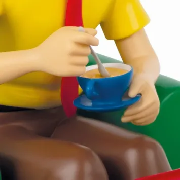 Kuifje drinkt thee