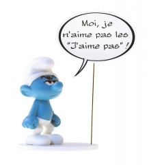 Smurf met tekst 'Moi, je n'aime pas les 