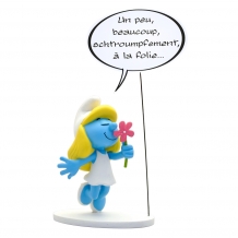 Smurfin met tekst 'Un peu, beaucoup, schtroumpfement, a la folie...'